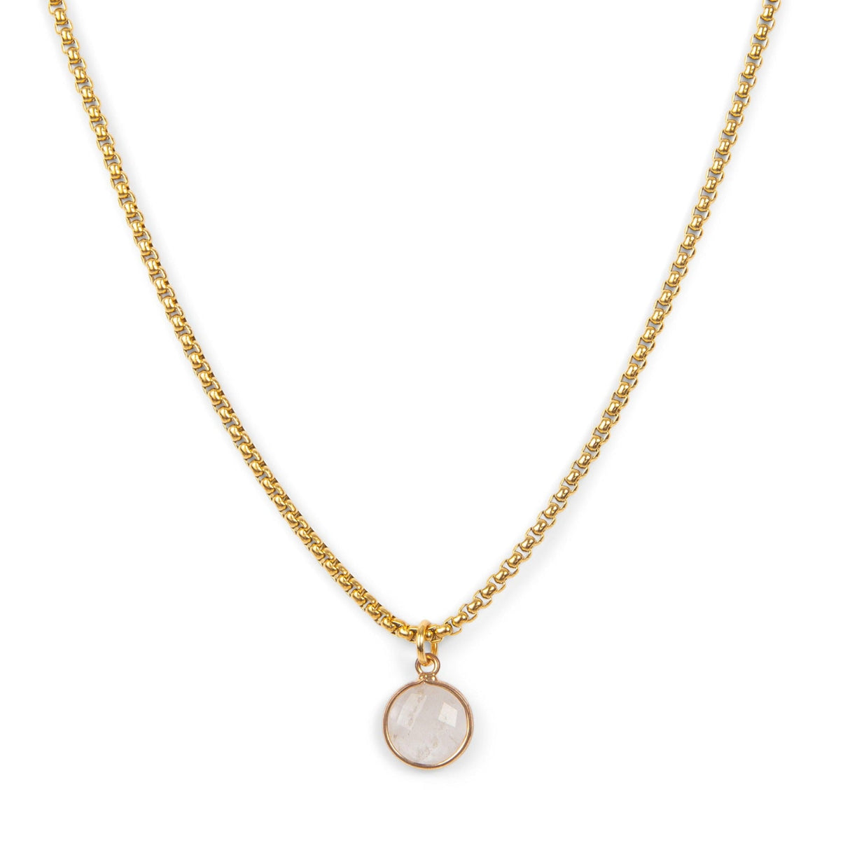 Rose Quartz Stone Pendant Classic Gold Necklace by ETHICGOODS