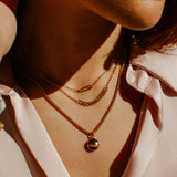 Classic Gold Stone Pendant Necklace Set - Paperclip Chain & Tiger's Eye by ETHICGOODS