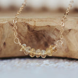 Yellow Citrine Beaded Bar Necklace by Salt and Sparkle