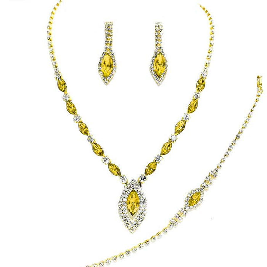 Marquise Rhinestone Necklace Jewelry Set by Madeline Love