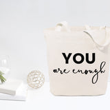 You Are Enough Cotton Canvas Tote Bag by The Cotton & Canvas Co.