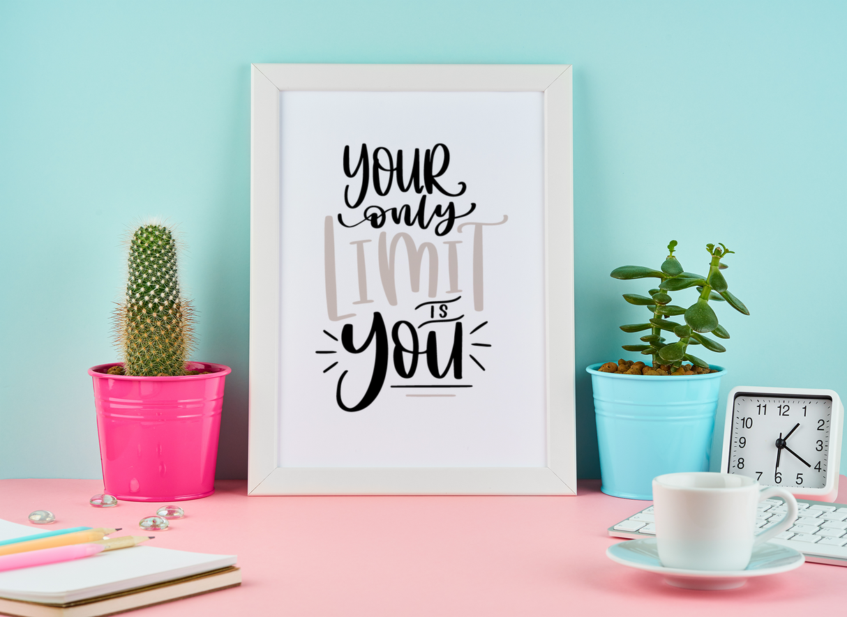 Your Only Limit Is You Motivational Inspiration Wall Decor Quote Print by WinsterCreations™ Official Store