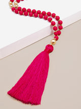 Faye Beaded Tassel Necklace by ZENZII