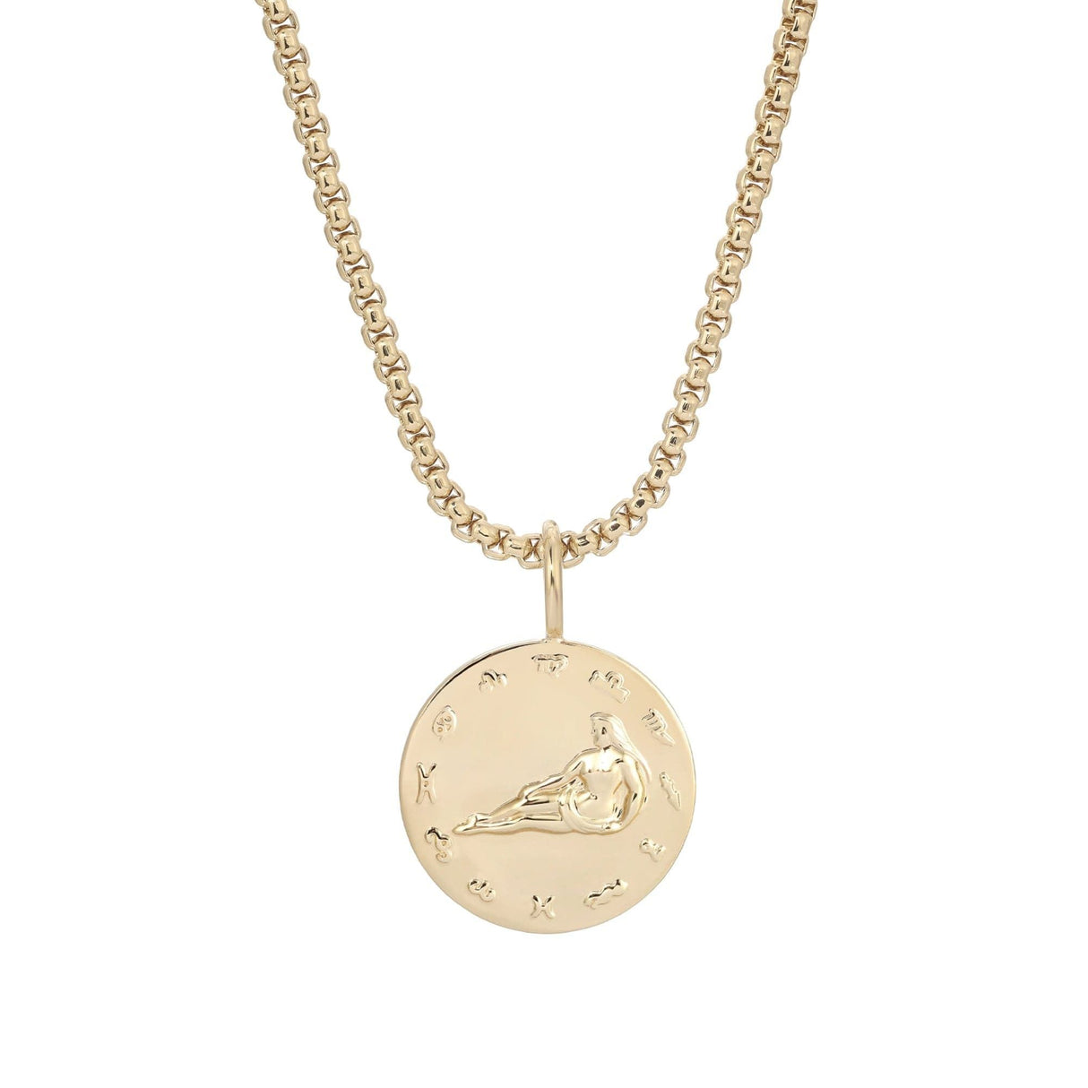 Zodiac Pendant & Thin Box Chain Necklace by eklexic jewelry