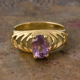 Vintage Ring Genuine Amethyst and Clear Swarovski Crystals 18kt Gold Plated R690 by PVD Vintage Jewelry