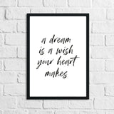 A Dream Is A Wish Black Children's Room Wall Decor Print by WinsterCreations™ Official Store