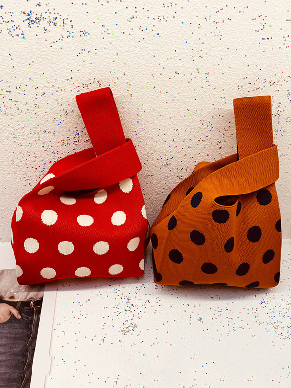 Contrast Color Polka-Dot Bags Accessories Woven Handbag by migunica