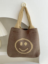 Smiley Face Pattern Woven Handbag by migunica