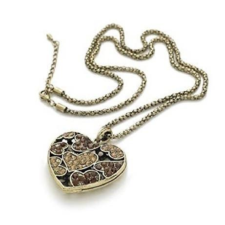 Gold Tone 'Dream Heart' Crystal Pendant Necklace by Liberty Charms USA