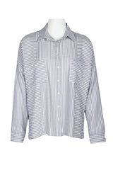 Adyson Parker Collared Button Down 2 Way Sleeve Pockets High Low Hem Polyester Shirt by Curated Brands