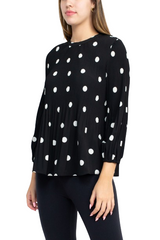 Adrianna Papell Crew Neck 3/4 Sleeve Keyhole Back Ruched Waist Multi Print Woven Top by Curated Brands