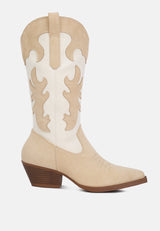 adanna micro suede patchwork cowboy boots by London Rag