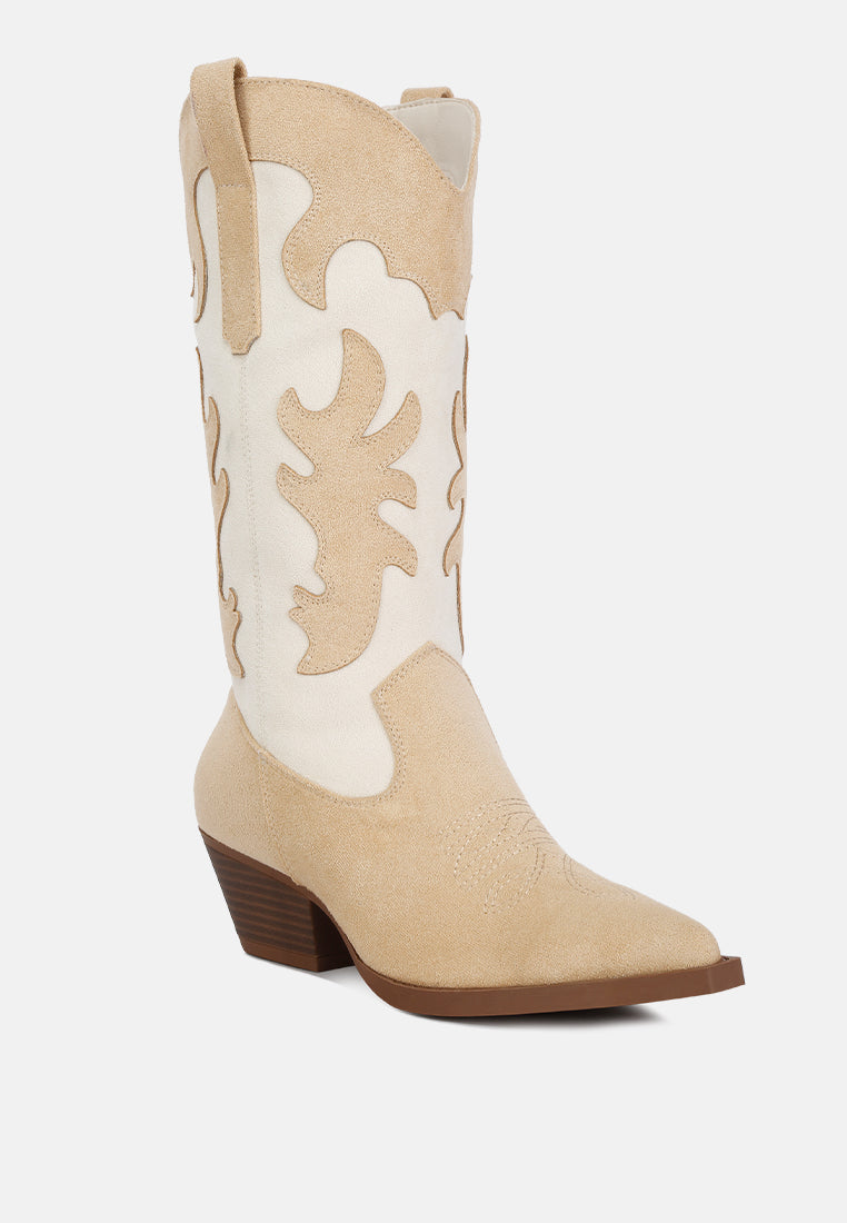 adanna micro suede patchwork cowboy boots by London Rag