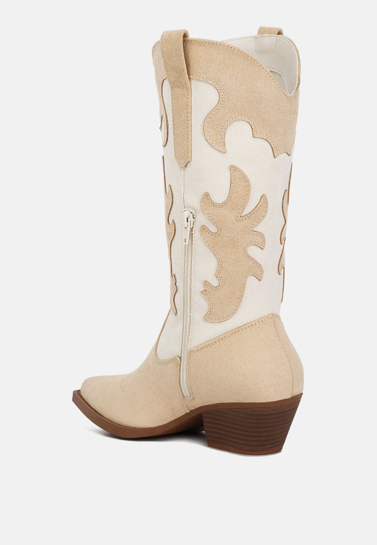 adanna micro suede patchwork cowboy boots by London Rag