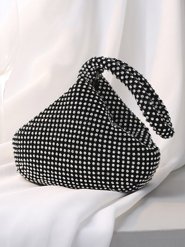 Geometric Rhine Stones Zipper Handbags by migunica