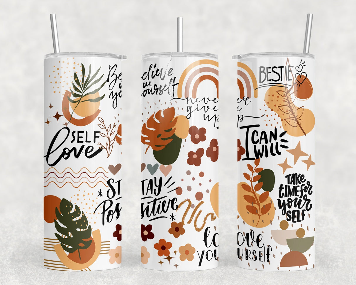 Affirmations|Skinny Tumbler|Optional Bluetooth Speaker| Speaker Color Varies by Rowdy Ridge Co