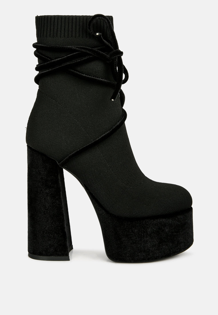 after pay high heel velvet knitted boot by London Rag