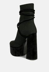 after pay high heel velvet knitted boot by London Rag