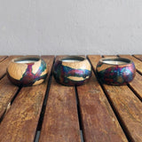 Akari Raku Pottery Refillable Set of 3 Medium Scented Soy Wax Candles by RAAQUU