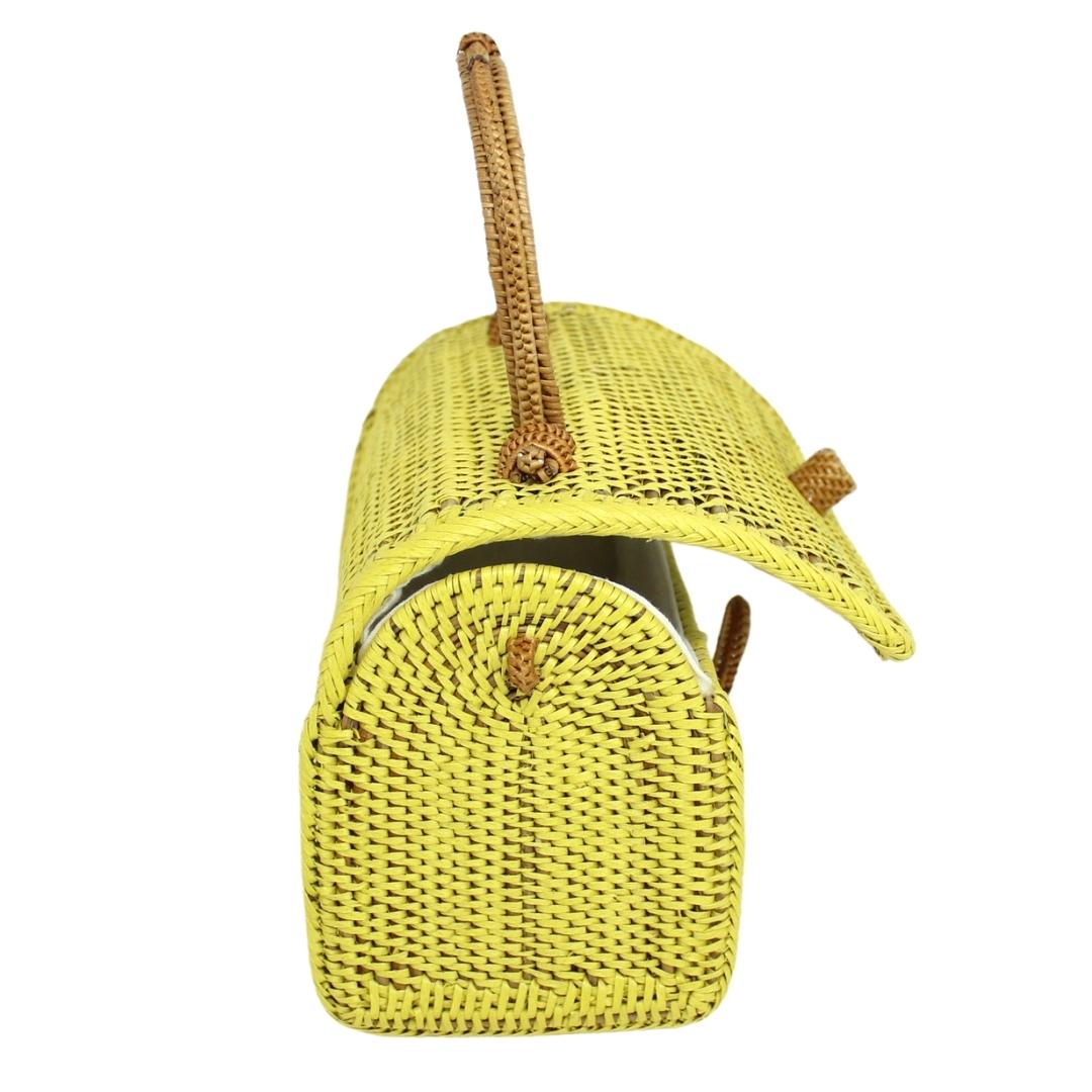 ALICE RATTAN HANDBAG IN YELLOW by POPPY + SAGE