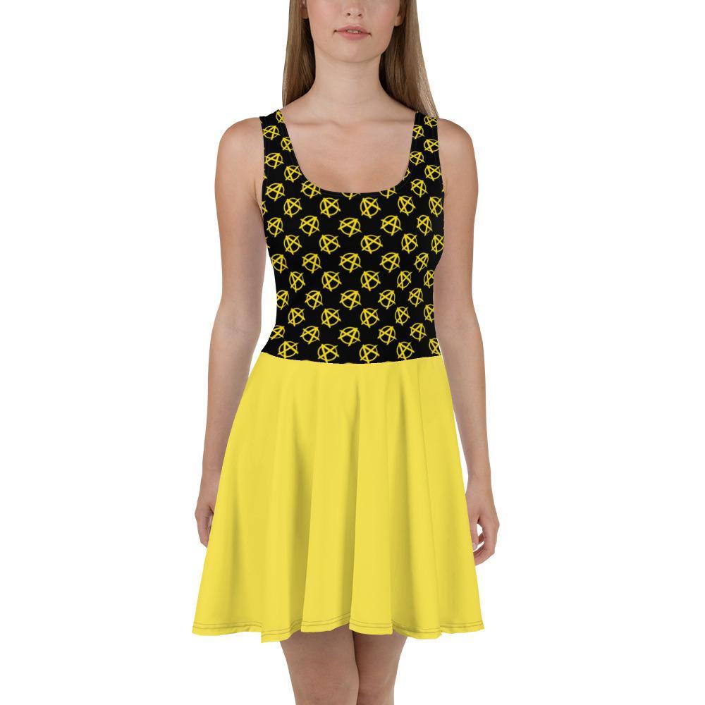 Ancap Anarchy Skater Dress (yellow) by Proud Libertarian