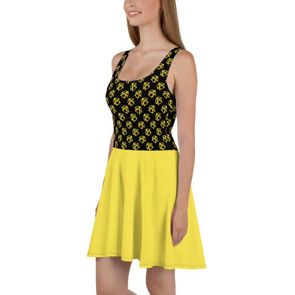 Ancap Anarchy Skater Dress (yellow) by Proud Libertarian