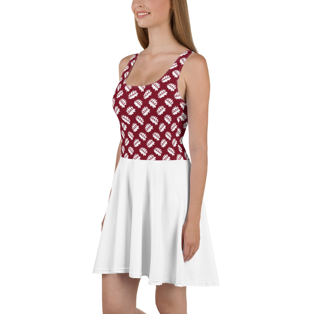 Maroon Porcupine Skater Dress (White) by Proud Libertarian