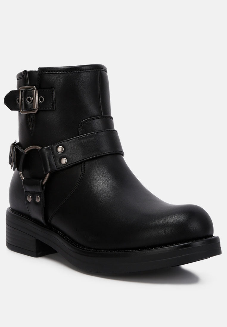 allux faux leather pin buckle boots by London Rag