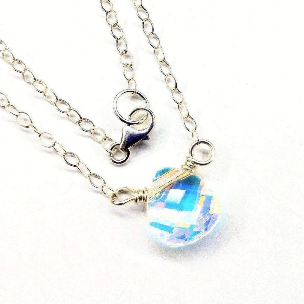 Sterling Silver Wire Wrapped Crystal Briolette Drop Necklace by Alexa Martha Designs