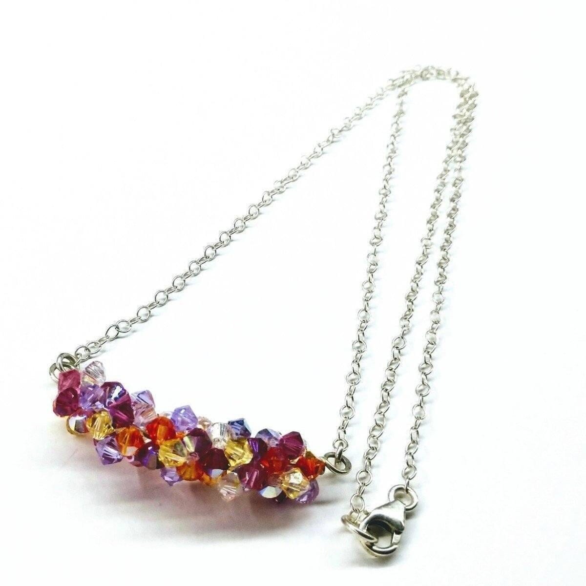 Silver Multi Color Spring Blossom Crystal Necklace by Alexa Martha Designs