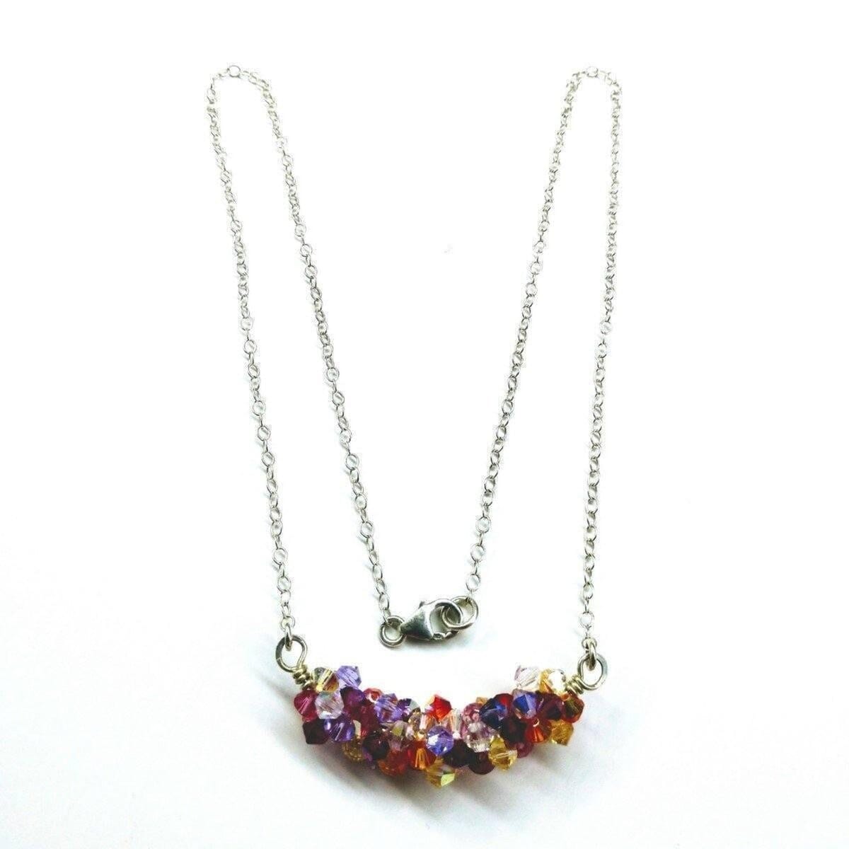 Silver Multi Color Spring Blossom Crystal Necklace by Alexa Martha Designs