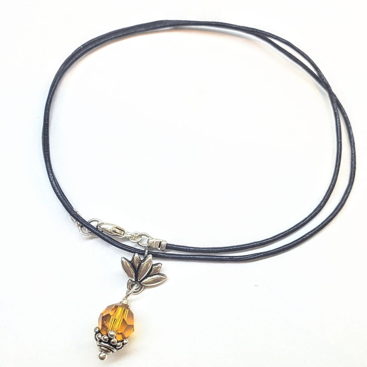 Silver Crystal Pineapple Leather Necklace by Alexa Martha Designs