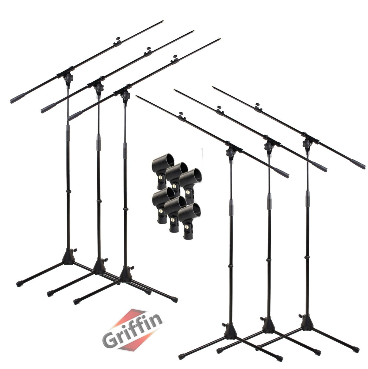 Microphone Boom Stand with Mic Clip Adapter (Pack of 6) by GRIFFIN - Adjustable Holder Mount by GeekStands.com