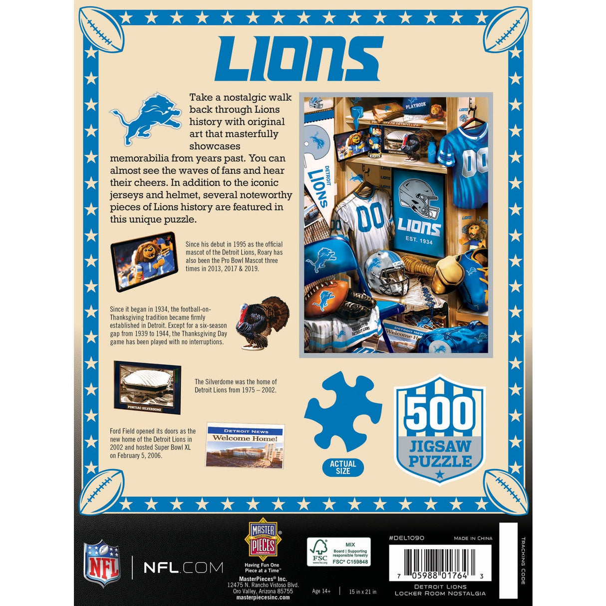 Detroit Lions - Locker Room 500 Piece Jigsaw Puzzle by MasterPieces Puzzle Company INC