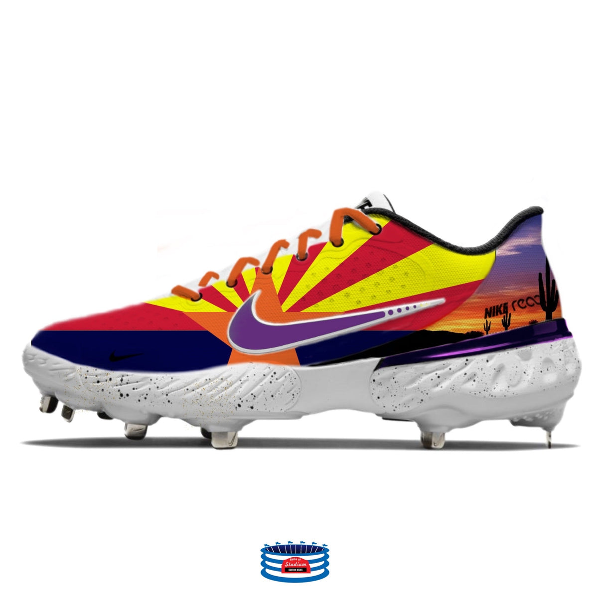 "Arizona" Nike Alpha Huarache Elite 3 Low Cleats by Stadium Custom Kicks