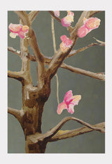 Art Print:  Tree with Pink Flowers on Dark Grey by India & Purry