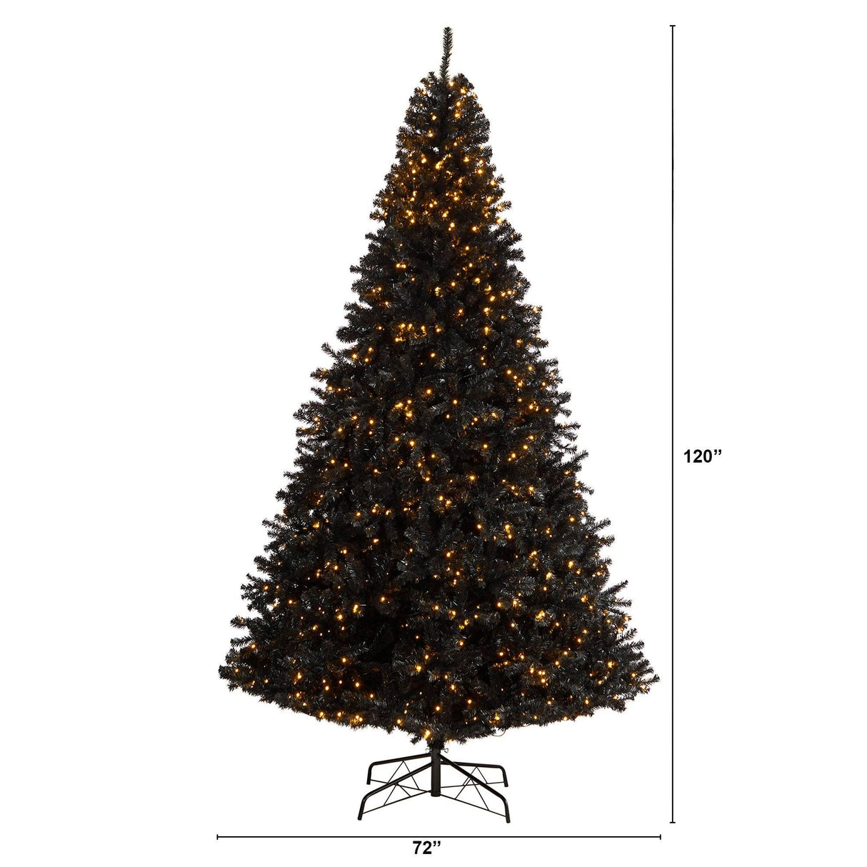 10’ Black Artificial Christmas Tree with 950 Clear LED Lights and 3056 Tips by Nearly Natural - Vysn