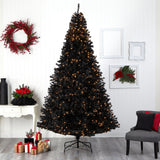 10’ Black Artificial Christmas Tree with 950 Clear LED Lights and 3056 Tips by Nearly Natural - Vysn