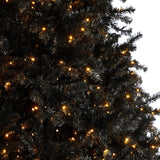 10’ Black Artificial Christmas Tree with 950 Clear LED Lights and 3056 Tips by Nearly Natural - Vysn