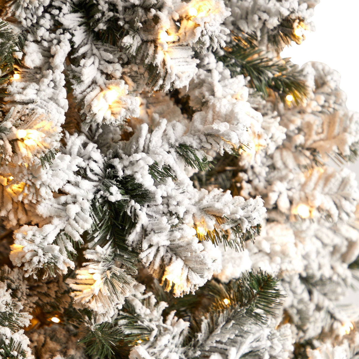 10' Flocked West Virginia Fir Artificial Christmas Tree with 800 Warm White LED Lights and 1680 Tips by Nearly Natural