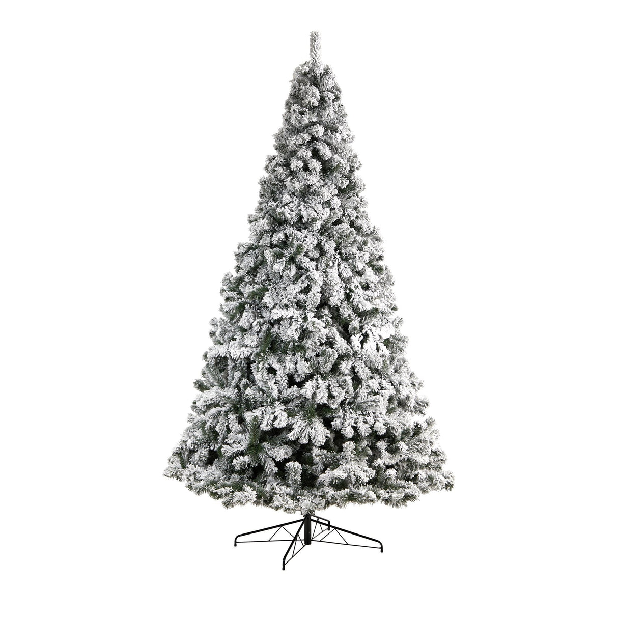 10' Flocked West Virginia Fir Artificial Christmas Tree with 800 Warm White LED Lights and 1680 Tips by Nearly Natural