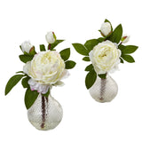 11” Peony with Vase (Set of 2) by Nearly Natural