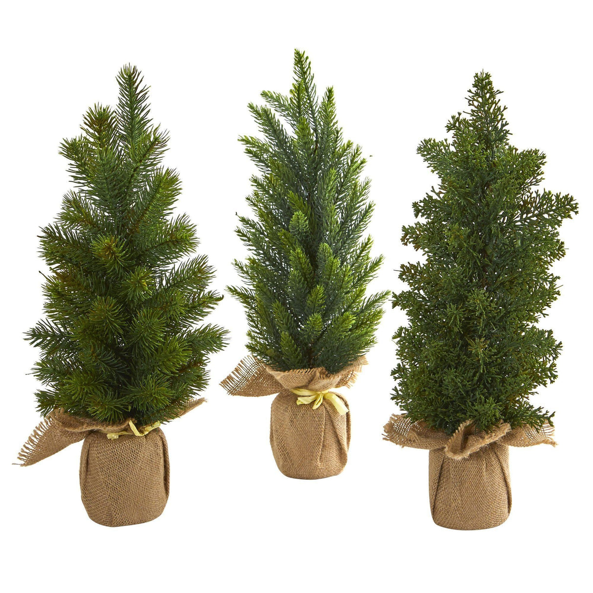 15” Mini Cypress and Pine Artificial Christmas Tree (Set of 3) by Nearly Natural