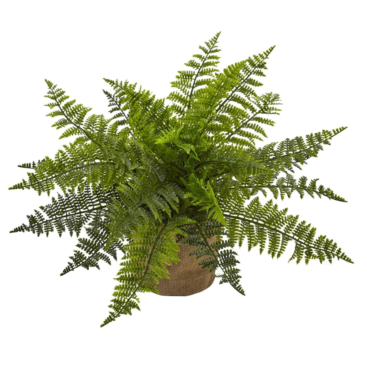 15” Ruffle Fern Bush w/Burlap Base (Set of 2) by Nearly Natural