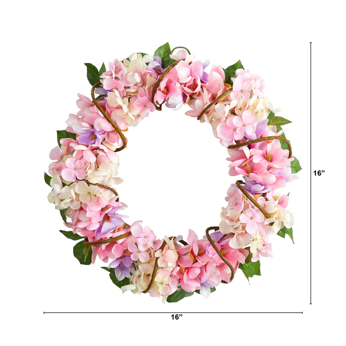 16” Hydrangea Artificial Wreath by Nearly Natural