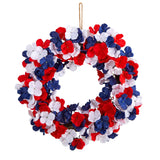 18” Americana Patriotic Hydrangea Artificial Wreath Red White and Blue by Nearly Natural