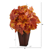 19” Autumn Maple Leaf Artificial Plant in Decorative Planter by Nearly Natural - Vysn