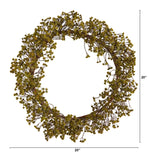 20” Autumn Gypsophila Artificial Wreath by Nearly Natural