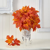 20” Autumn Maple Leaf Artificial Plant in Metal Planter by Nearly Natural - Vysn