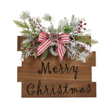 20" Holiday Merry Christmas Door Wall Hanger with Pine and Berries Stripped Bow Wall Art Décor" by Nearly Natural